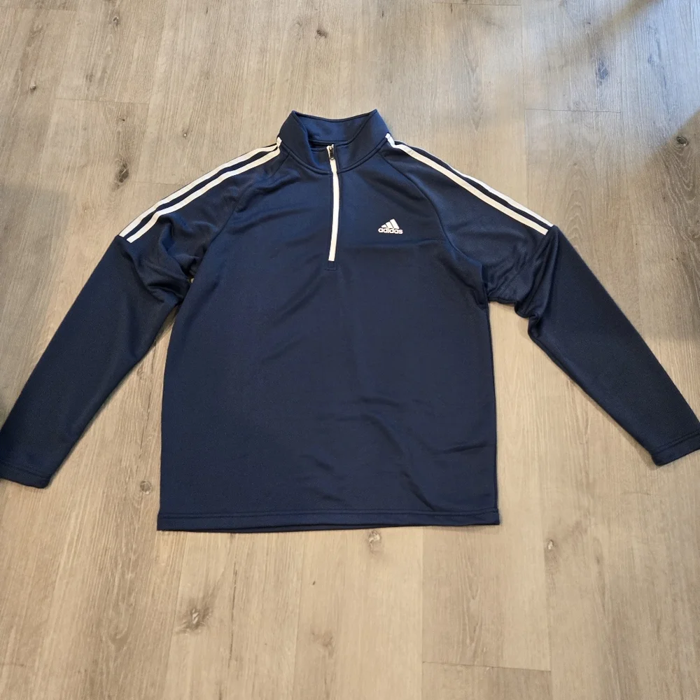 Adidas 3 Stripe 1/4 Zip Pullover Golf Sweater Size Medium
